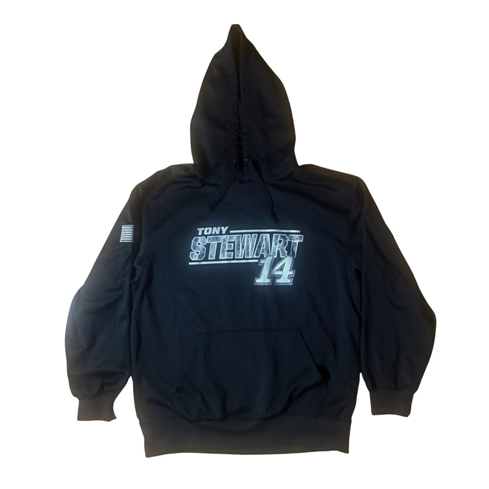 Tony Stewart #14 NASCAR Hoodie Fanatics Black Camo Logo American Flag Size L